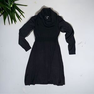 H&M Black Cowl Neck Vintage Wool Blend Sweater Dress Sz M